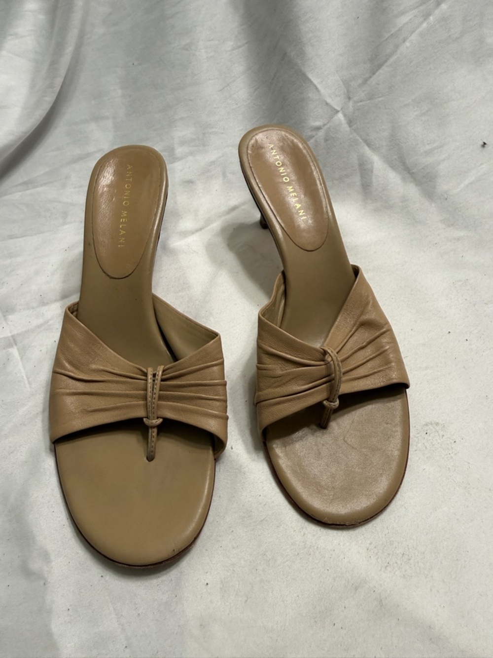 ANTONIO MELANI Tan Knot Leather Mules